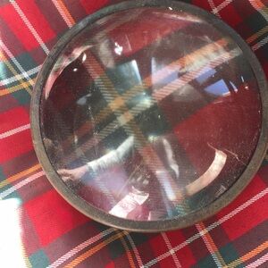 VTG heavy brass glass magnifier paper weight